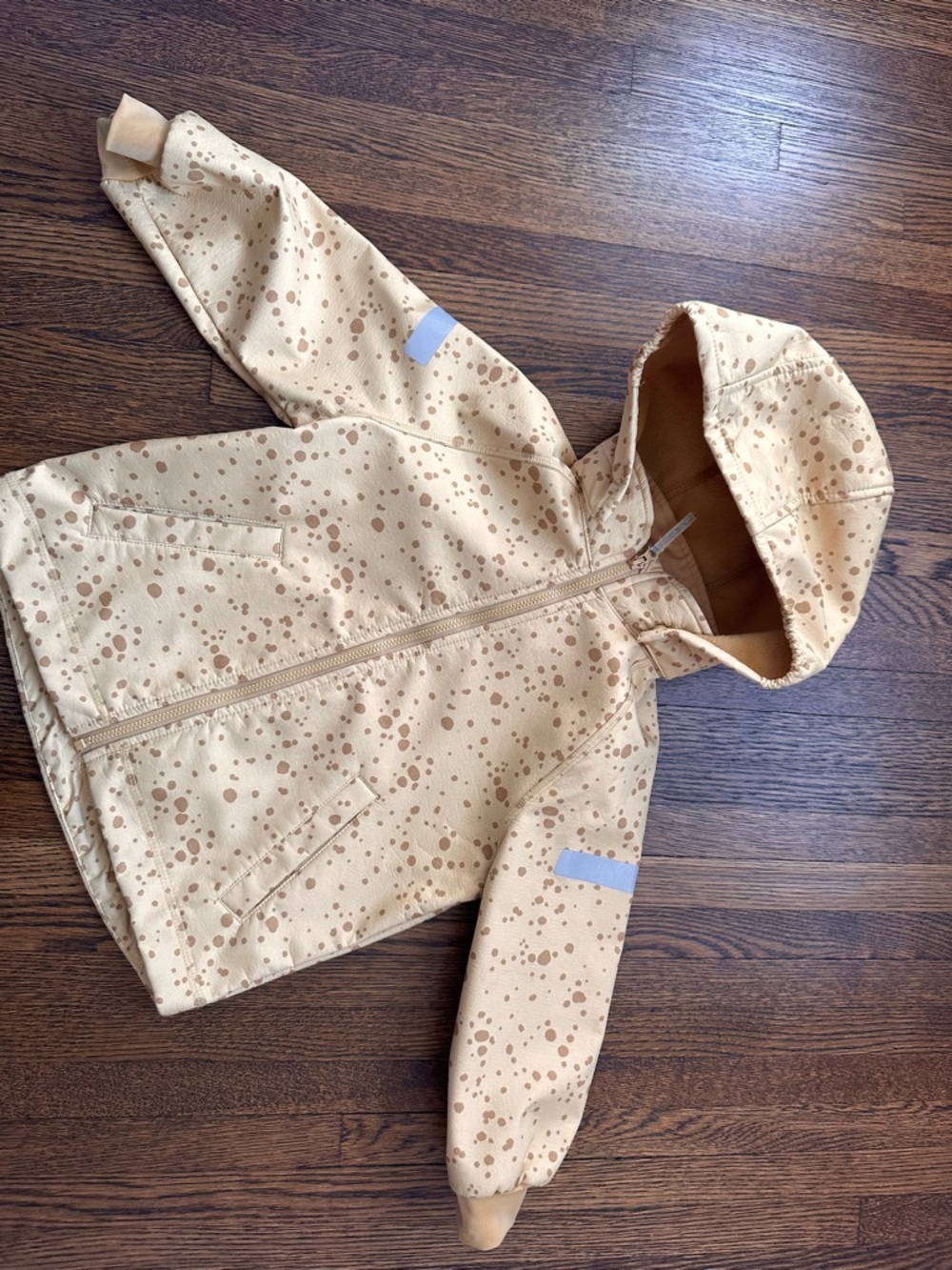 H&M Beige Speckled Kids Raincoat with Hood 3/4T